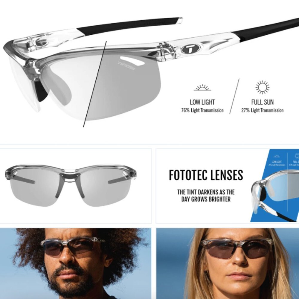 VELOCE Crystal Clear Fototec Transition Men's Golf Sunglasess